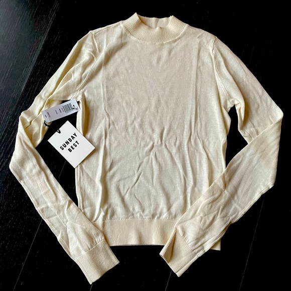 Aritzia Sunday Best Argo Cashmere Silk Sweater shirt XXS XS Sold Out $78 Wilfred - Picture 3 of 6
